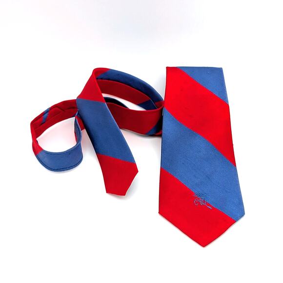 Vintage Countess Mara Tie Slubbed Silk Diagonal Stripe Shantung MCM Made in USA - Picture 1 of 8